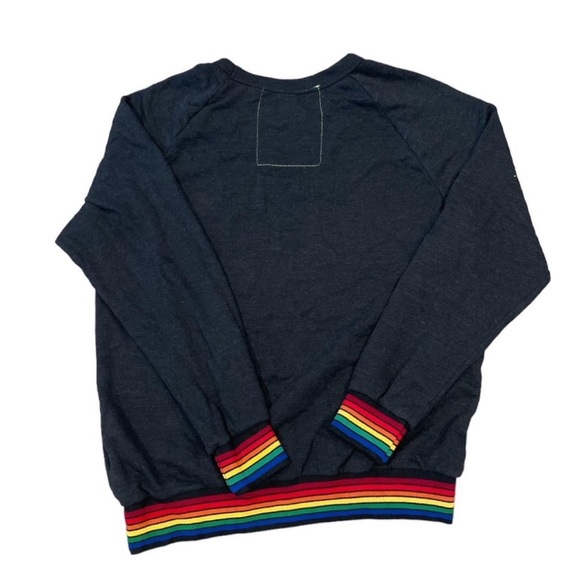 Aviator Nation Rainbow Rib Crew Sweatshirt in Black - Picture 3 of 6